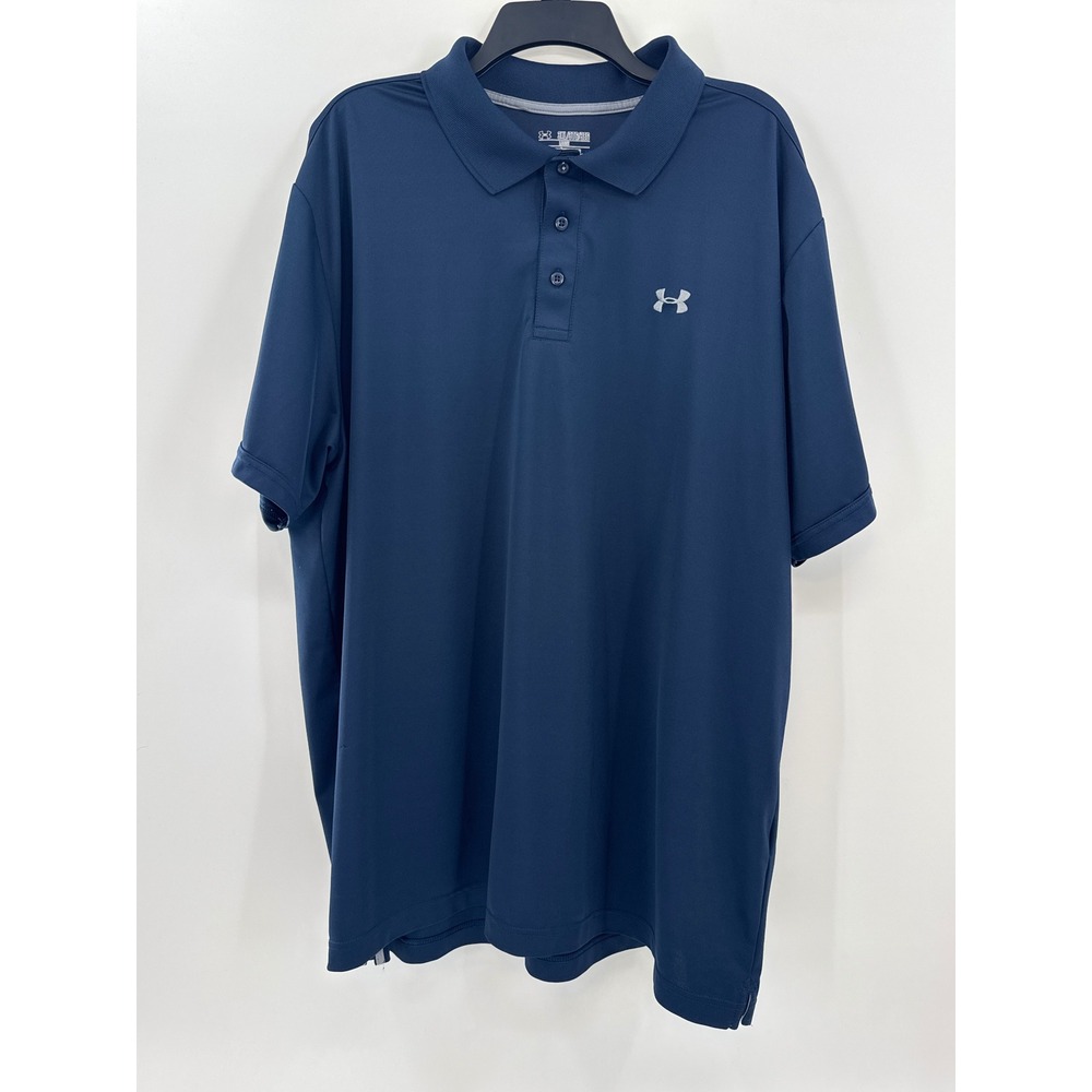 Under Armour Mens 3XL Navy Blue HeatGear Loose Fit‎ Short Sleeve Polo Shirt